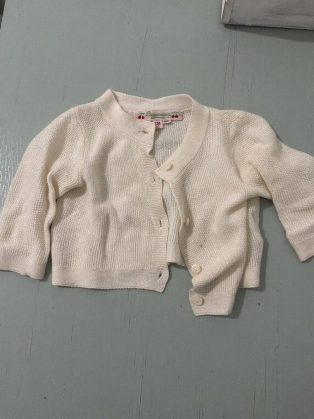 Bonpoint Cream Knit Cardigan 1M